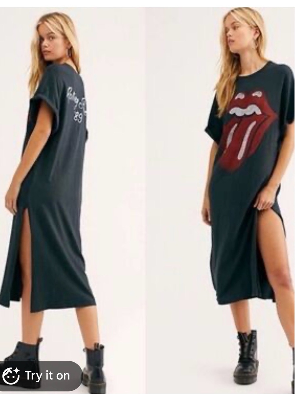 Daydreamer Black Maxi Tee Dress with Red Lip Graphic